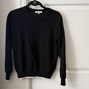 Madewell Black Crewneck Sweater with White Trim